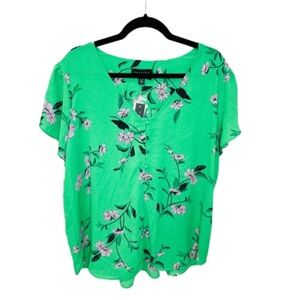 PREMISE | Women's Kelly Lavender Tulip Sleeve Floral Printed Blouse NWT 1X